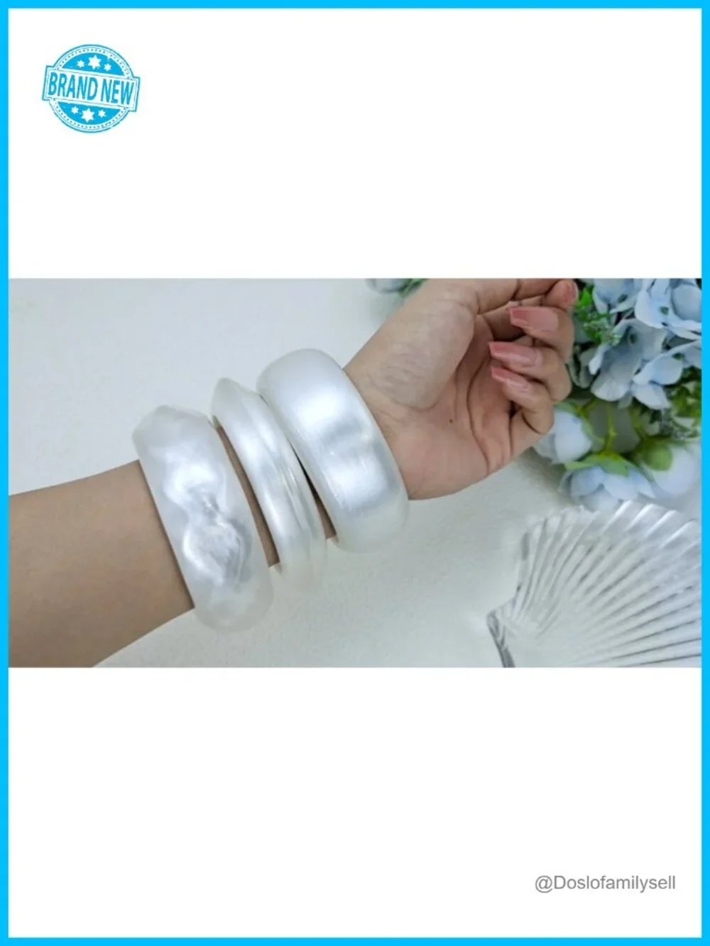 Acrylic Resin Bangle Bracelets, Oval Polished-Finish Chunky Wristbands,